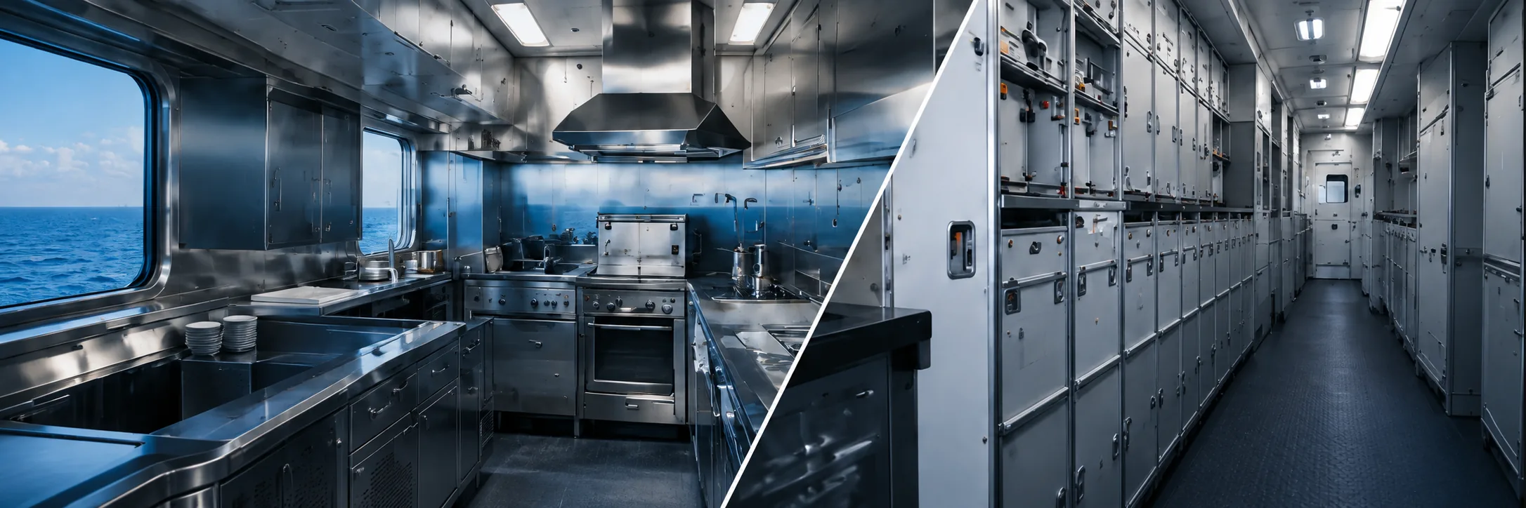 Professional marine galley and aircraft galley interiors
