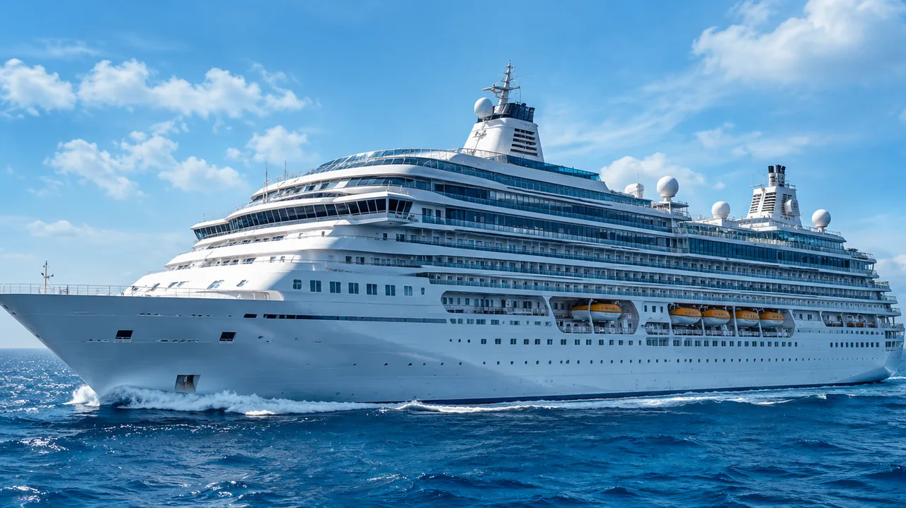 Large white passenger ship cruising on a sunny day