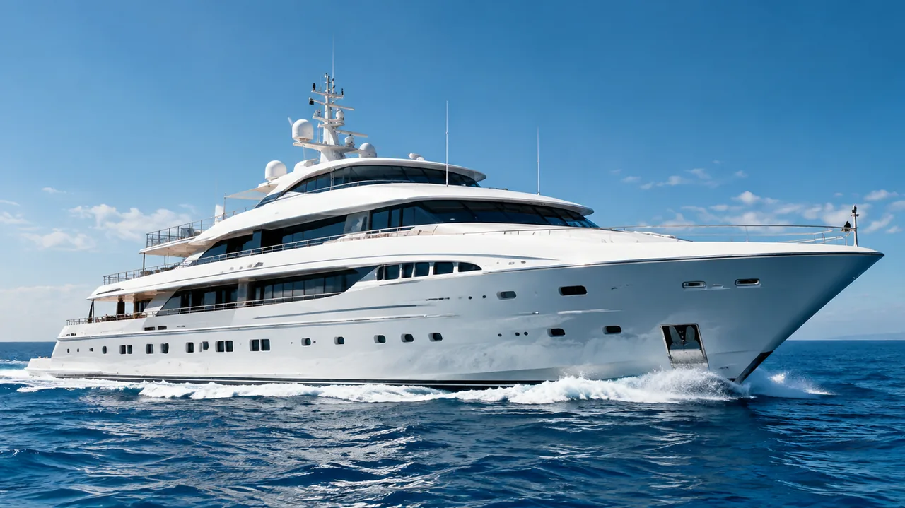 Large white superyacht cruising on a calm blue sea
